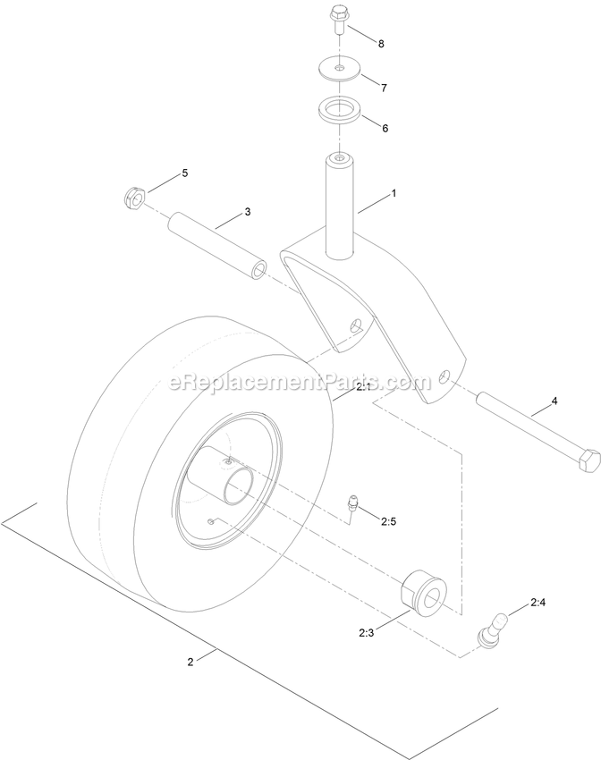 Caster Wheel Assembly Diagram and Parts List for QTE452CEM42100 (400000000-402082299)(2017) Exmark Lawn Mower