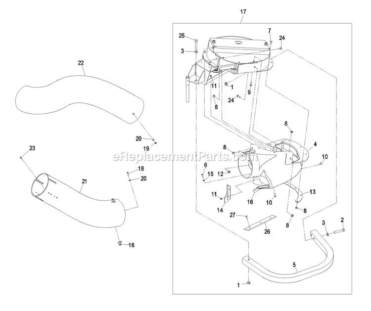 Blower Assembly (4) Diagram and Parts List for LHPUVD4448 (600000-669999)(2006) Exmark Lawn Tractor Accessories