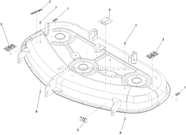 Deck With Decals Assembly Diagram and Parts List for QTE708GEM54100 (315000000-315999999)(2015) Exmark Lawn Mower