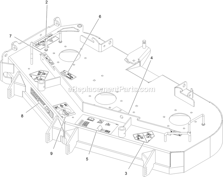 Deck With Decals Assembly Diagram and Parts List for TTS541CKA48300 (316000000-399999999)(2016) Exmark Lawn Mower