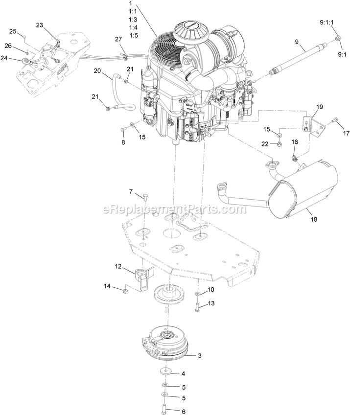 Engine Assembly Diagram and Parts List for LZE751CKA524A2 (411294212-999999999)(2022) Exmark Lawn Mower