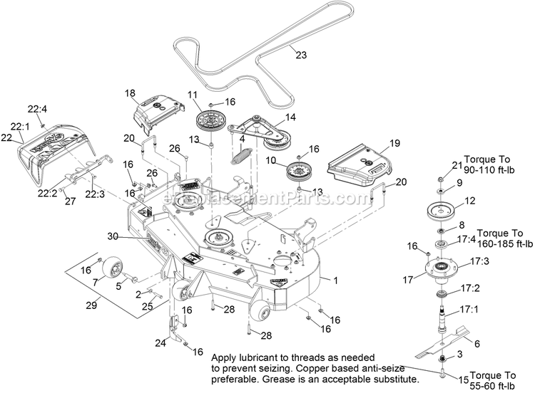 Deck Assembly Diagram and Parts List for LZX680KC486 (312000000-312999999)(2012) Exmark Lawn Mower