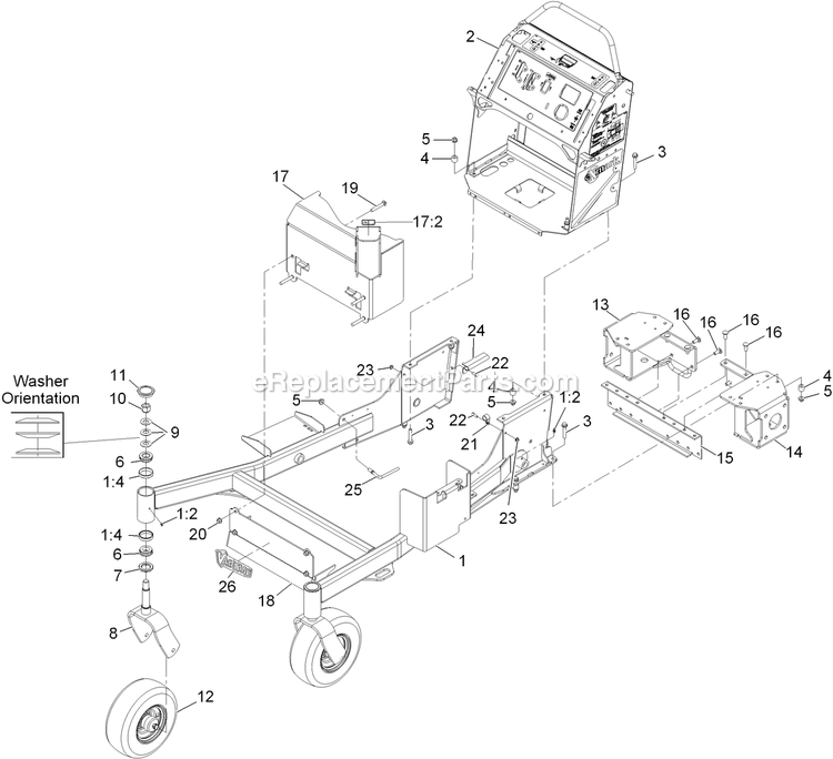 Main Frame Assembly Diagram and Parts List for VT24KA484CA (920000-999999)(2011) Exmark Lawn Mower