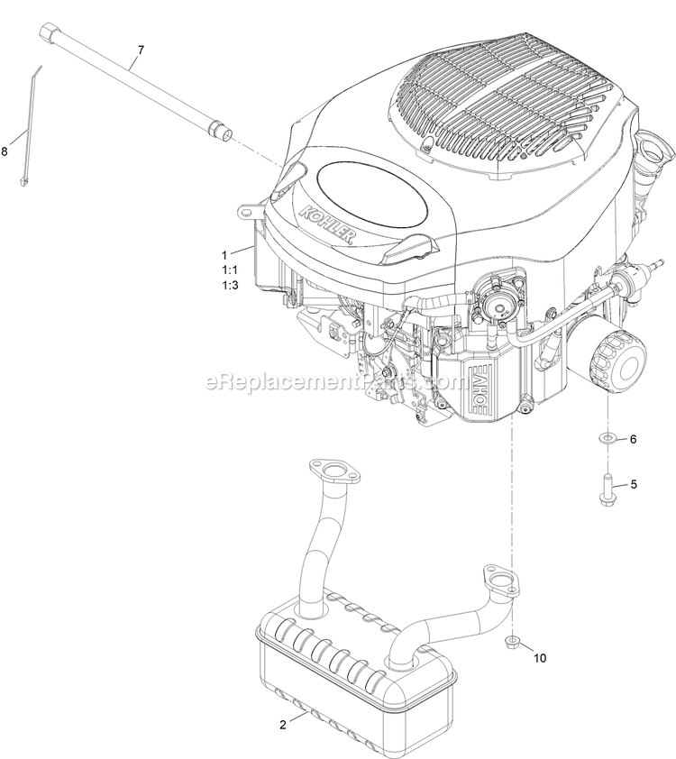 Engine Assembly Diagram and Parts List for QZE725GKC42200 (411294212-999999999)(2022) Exmark Lawn Mower