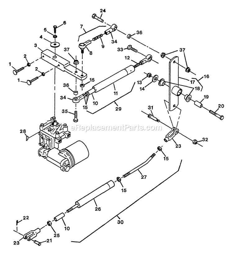 Motion Controls Diagram and Parts List for TR-22KC (115000-129999)(1996) Exmark Lawn Mower