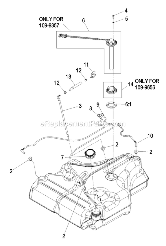 Fuel Tank Assembly Diagram and Parts List for LZAS20BV484 (790000-849999)(2009) Exmark Lawn Mower