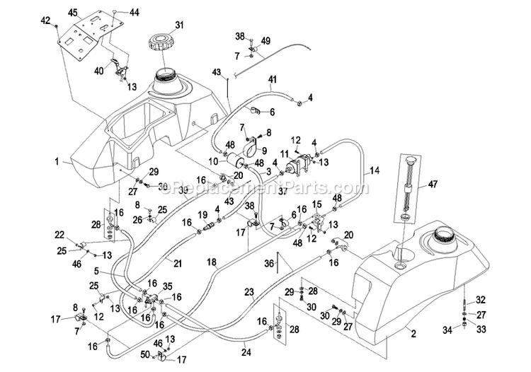 Fuel Group (1) Diagram and Parts List for LZ28KA665 (670000-719999)(2007) Exmark Lawn Mower