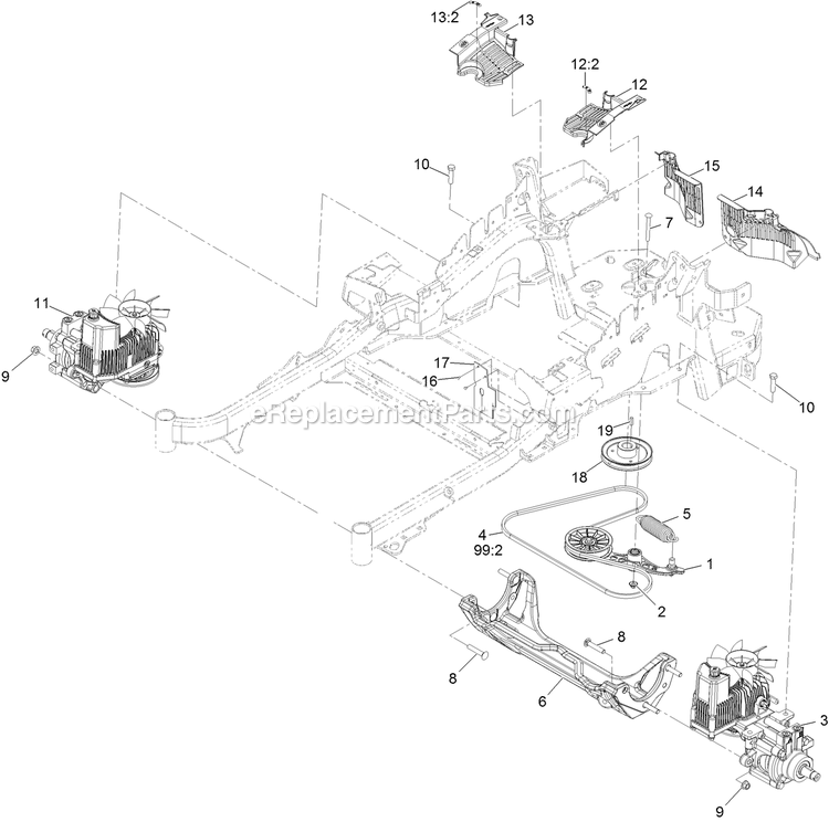 Hydraulic Assembly Diagram and Parts List for LZS740PKC52400 (315000000-315999999)(2015) Exmark Lawn Mower