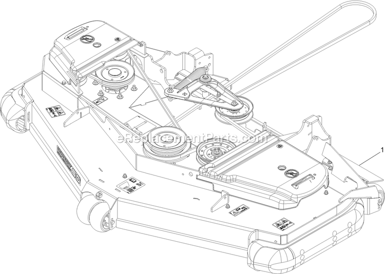 Complete Deck Assembly Diagram and Parts List for LZE801GKA60RA1 (316000000-399999999)(2016) Exmark Lawn Mower