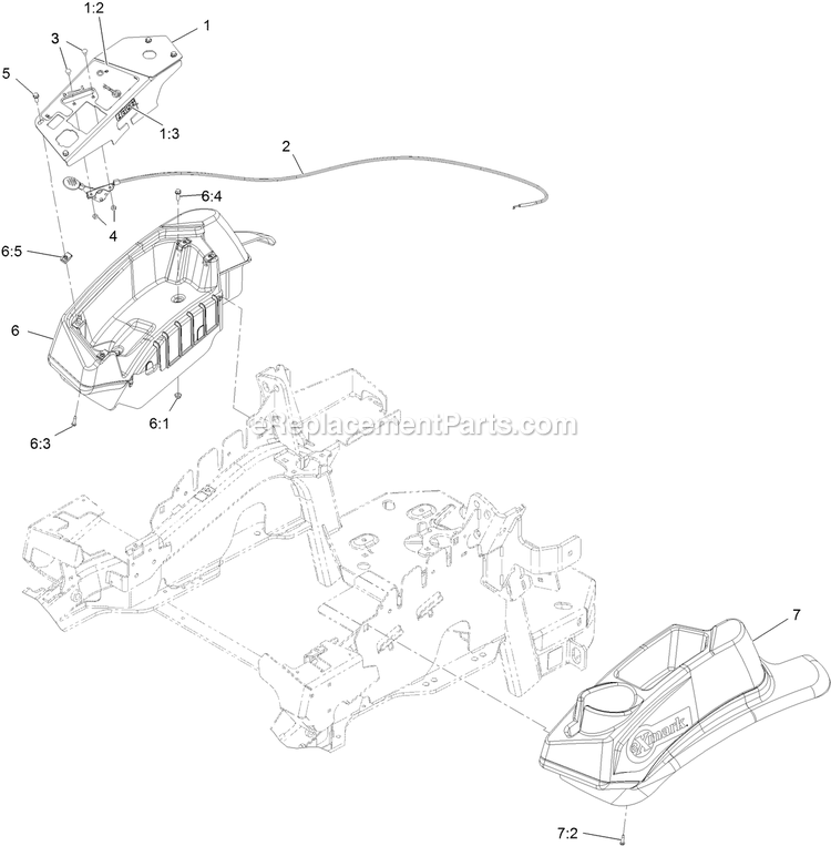 Controls Assembly Diagram and Parts List for LZX980EKC72600 (400000000-402082299)(2017) Exmark Lawn Mower
