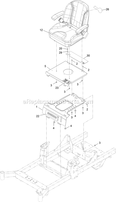Seat Assembly (1) Diagram and Parts List for RAE708GEM52300 (400000000-402082299)(2017) Exmark Lawn Mower