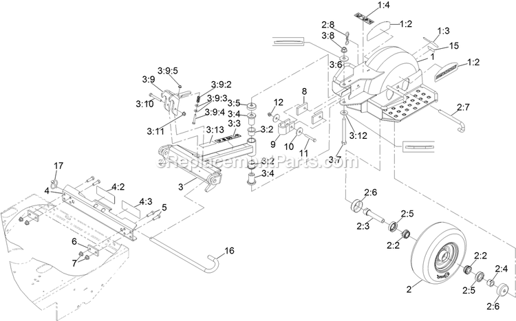 Standon Assembly Diagram and Parts List for 116-7223 (404314159-406294344)(2019) Exmark Lawn Tractor Accessories