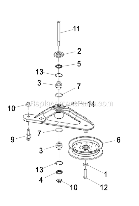 Deck Idler Assembly Diagram and Parts List for LZAS22KA484CA (850000-919999)(2010) Exmark Lawn Mower