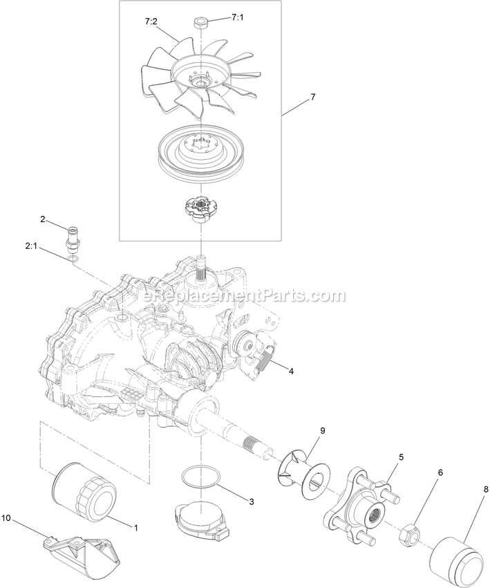 Rh Transaxle Assembly Diagram and Parts List for RAS708GEM483C3 (404314159-406294344)(2019) Exmark Lawn Mower