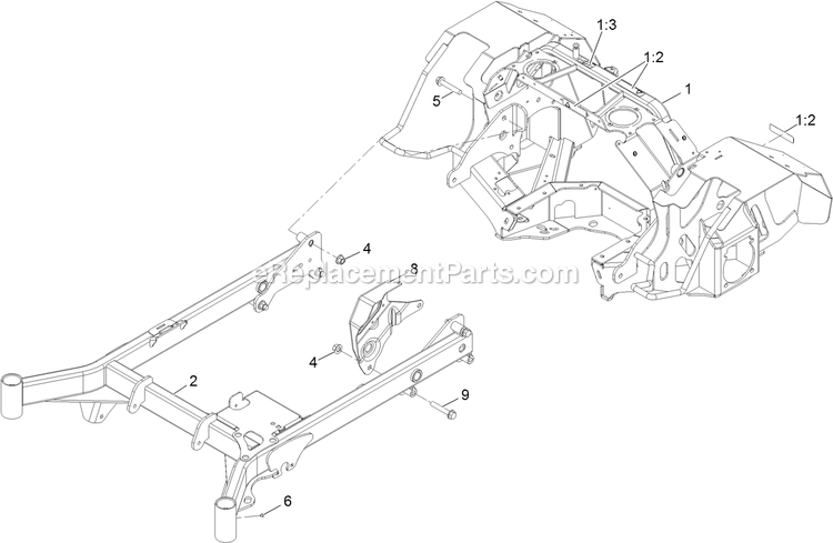 Main Frame Assembly Diagram and Parts List for STS730AKC52400 (406294345-408644345)(2020) Exmark Lawn Mower