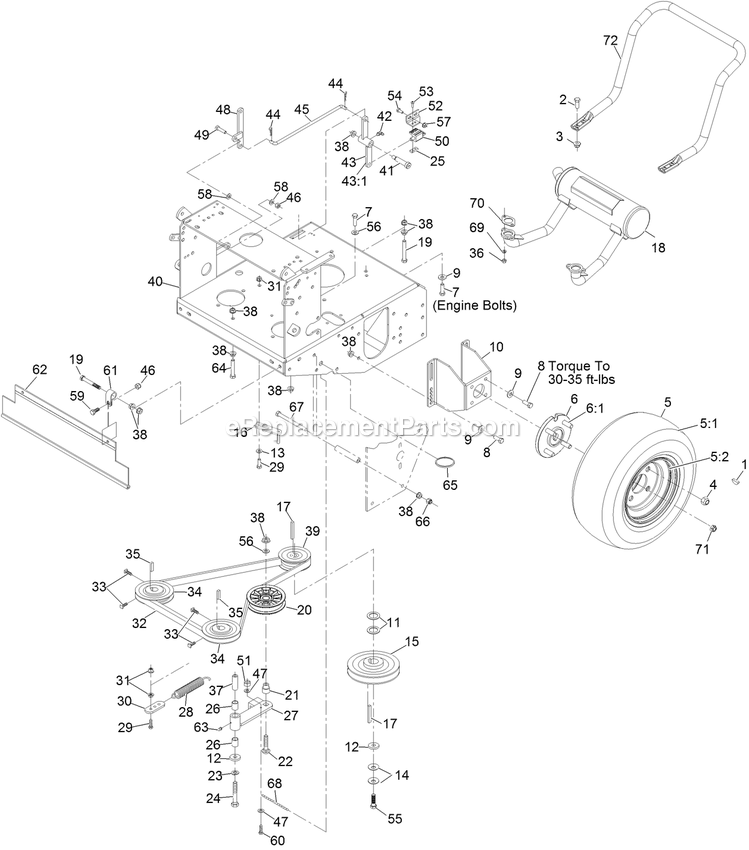 Engine Deck Assembly (1) Diagram and Parts List for VH481KA483 (314000000-314999999)(2014) Exmark Lawn Mower