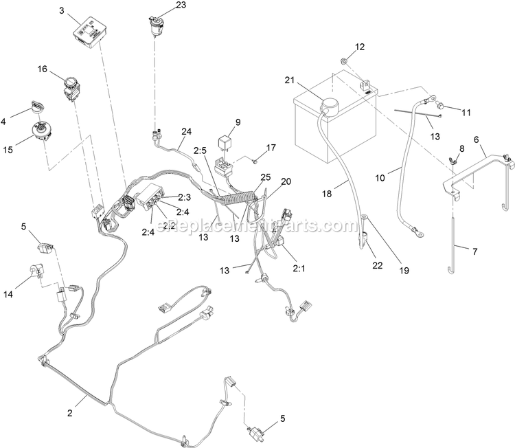 Electrical Assembly Diagram and Parts List for LZX921GKA726C1 (404314159-406294344)(2019) Exmark Lawn Mower