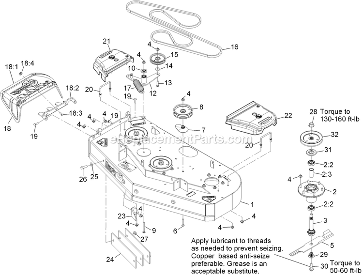 Deck Assembly Diagram and Parts List for VT24KA484CA (920000-999999)(2011) Exmark Lawn Mower