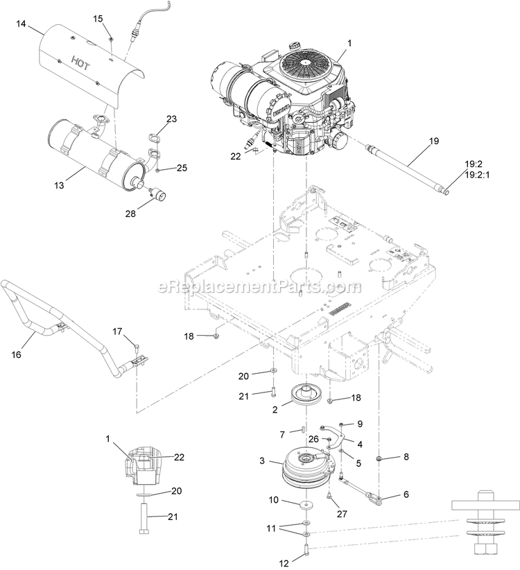 Engine Assembly Diagram and Parts List for TTX680PKC60400 (402082300-404314158)(2018) Exmark Lawn Mower