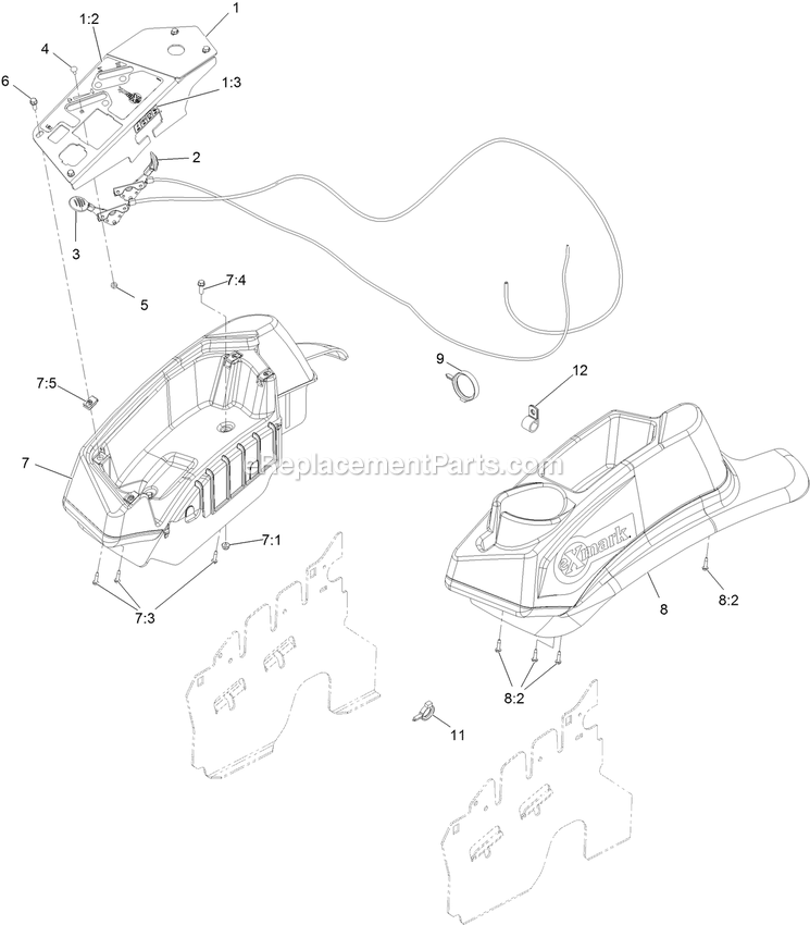 Controls Assembly Diagram and Parts List for LZX921GKA726B1 (316000000-399999999)(2016) Exmark Lawn Mower