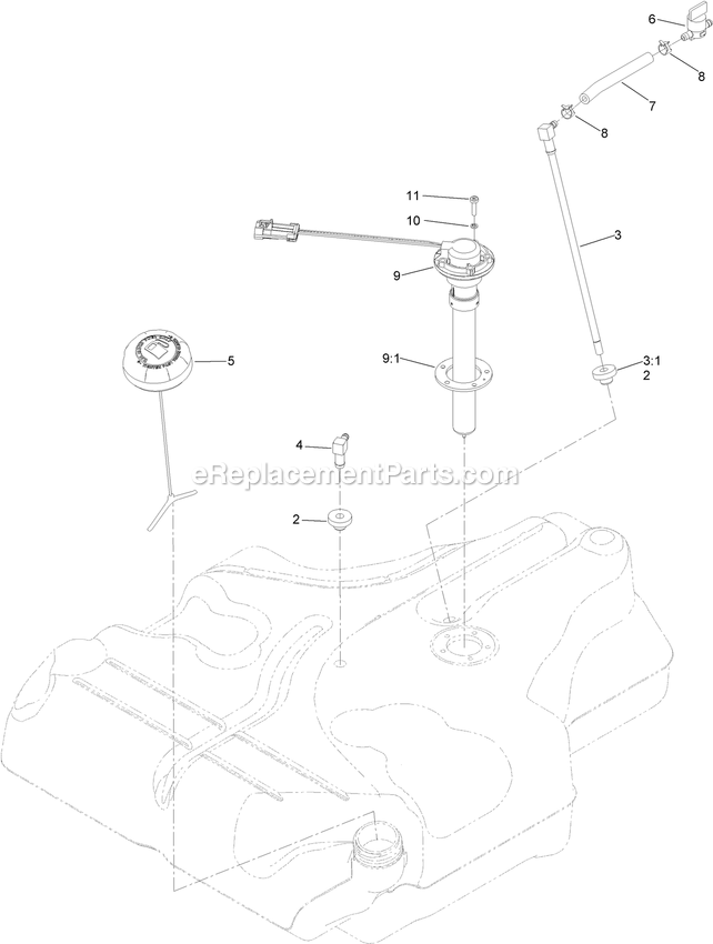 Fuel Tank Assembly Diagram and Parts List for LZE651GKA484A2 (316000000-399999999)(2016) Exmark Lawn Mower
