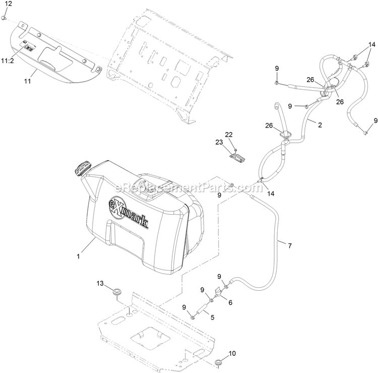 Fuel Assembly Diagram and Parts List for VTS740EKC60400 (400000000-402082299)(2017) Exmark Lawn Mower