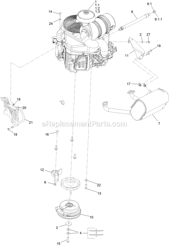 Engine Assembly Diagram and Parts List for LZE651GKA484A2 (400000000-402082299)(2017) Exmark Lawn Mower
