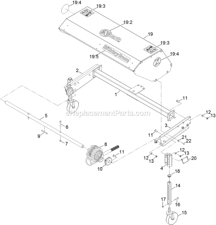 Broom Head Assembly Diagram and Parts List for BR270KC36 (313000000-313999999)(2013) Exmark Leaf Blower / Vacuum