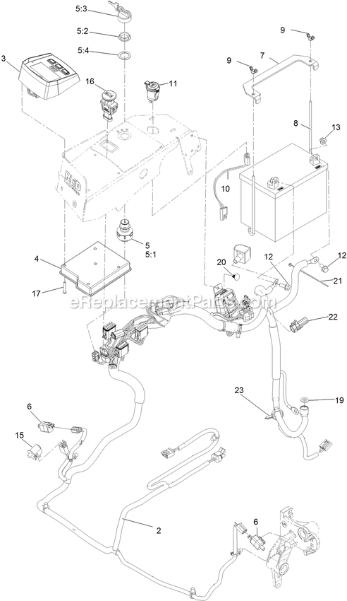 Electrical Assembly Diagram and Parts List for LZS850EKA604W0 (404314159-406294344)(2019) Exmark Lawn Mower