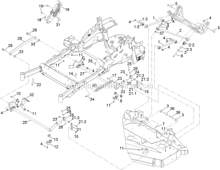 Deck Lift Assembly Diagram and Parts List for LZE749EKC72RA1 (315000000-315999999)(2015) Exmark Lawn Mower