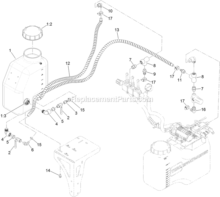 7 Gallon Auxiliary Tank Assembly Diagram and Parts List for 142-2273  Exmark Sprayer