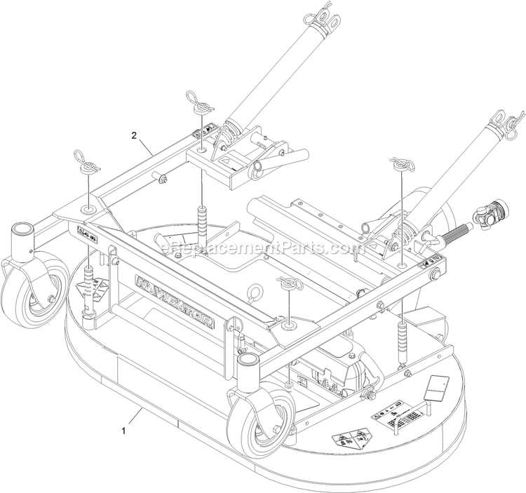 Complete Deck And Support Frame Assembly Diagram and Parts List for NVS730AKC48000 (411294212-999999999)(2022) Exmark Lawn Mower