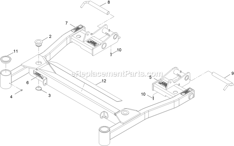 Deck Support With Decals Assembly Diagram and Parts List for NV730EKC42 (314000000-314999999)(2014) Exmark Lawn Mower