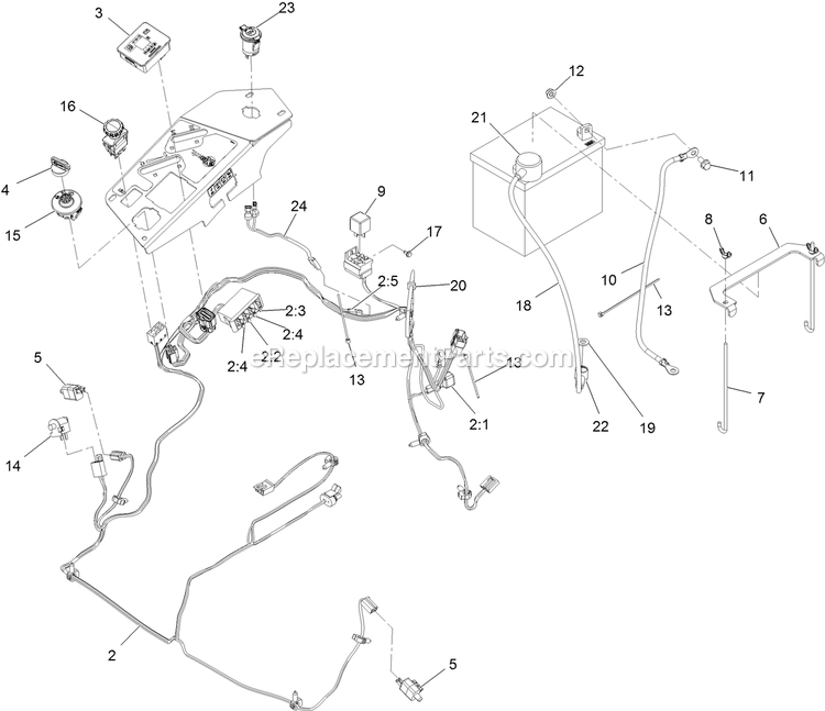 Electrical Assembly Diagram and Parts List for LZS651CKA484A2 (402082300-404314158)(2018) Exmark Lawn Mower