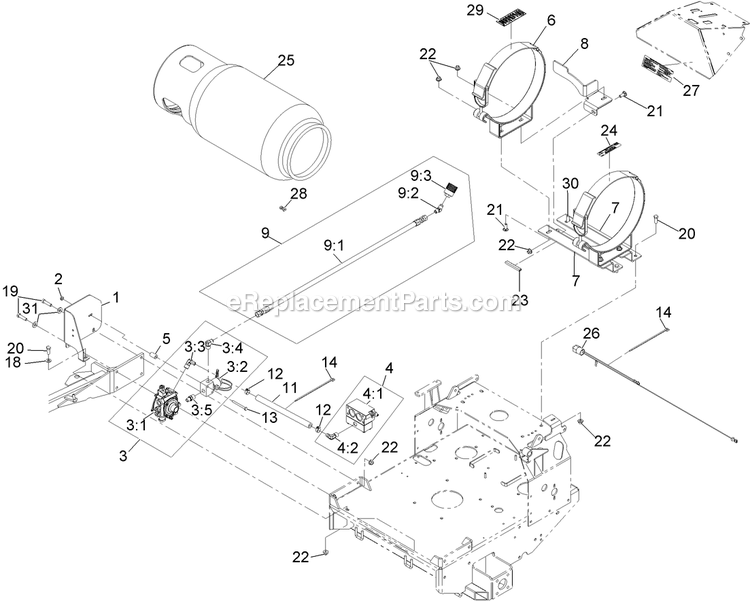 Lpg Fuel Assembly Diagram and Parts List for TTX24PKAE (920000-999999)(2011) Exmark Lawn Mower