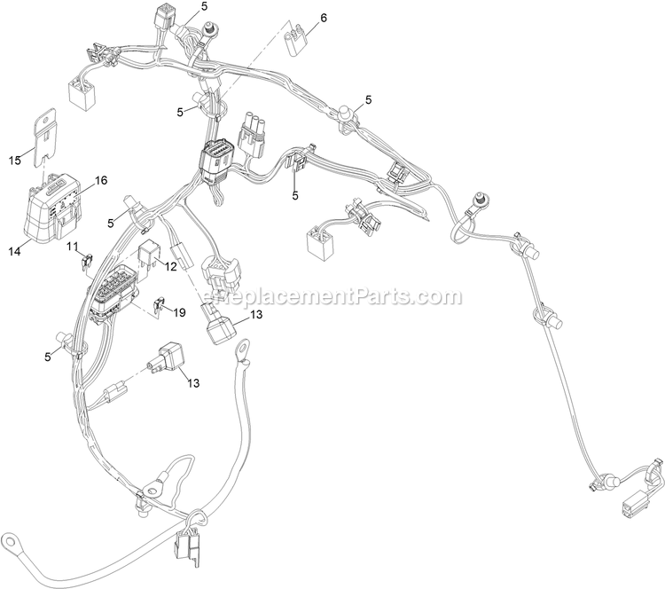 Harness Assembly Diagram and Parts List for STS651GKA48400 (406294345-408644345)(2020) Exmark Lawn Mower