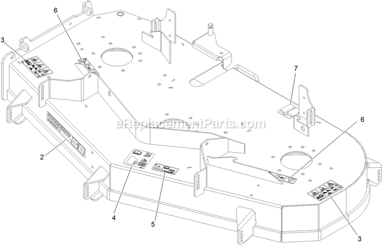 Deck With Decals Assembly Diagram and Parts List for RAX691GKA524A3 (402082300-404314158)(2018) Exmark Lawn Mower