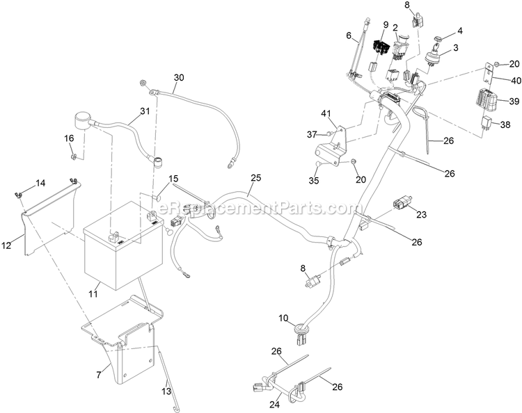 Electrical Assembly Diagram and Parts List for TTS680PKC483E0 (402082300-404314158)(2018) Exmark Lawn Mower