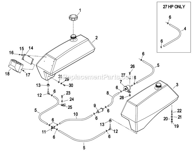 Fuel Group (2) Diagram and Parts List for LZ23KA604 (260000-319999)(2001) Exmark Lawn Mower