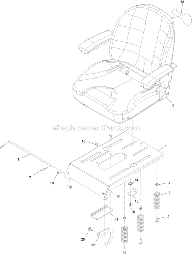 Seat Assembly (1) Diagram and Parts List for QZS708GEM60200 (402082300-404314158)(2018) Exmark Lawn Mower