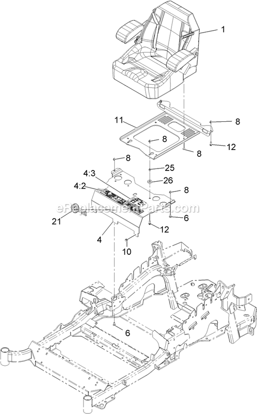Seat Assembly Diagram and Parts List for LZS23KC524 (920000-999999)(2011) Exmark Lawn Mower