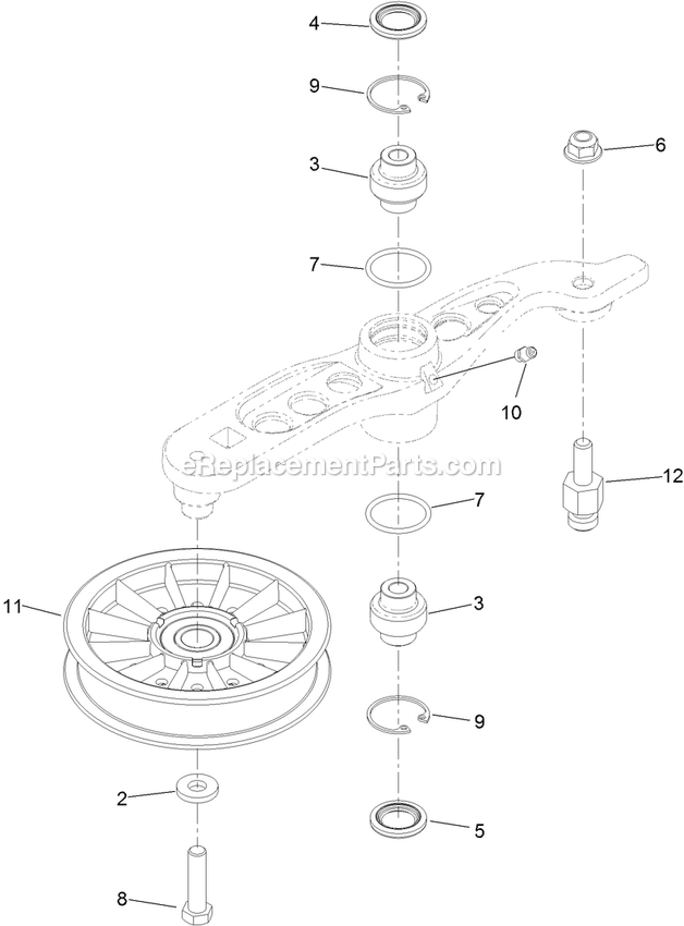 Pump Idler Assembly Diagram and Parts List for LZS801PKA724 (312000000-312999999)(2012) Exmark Lawn Mower
