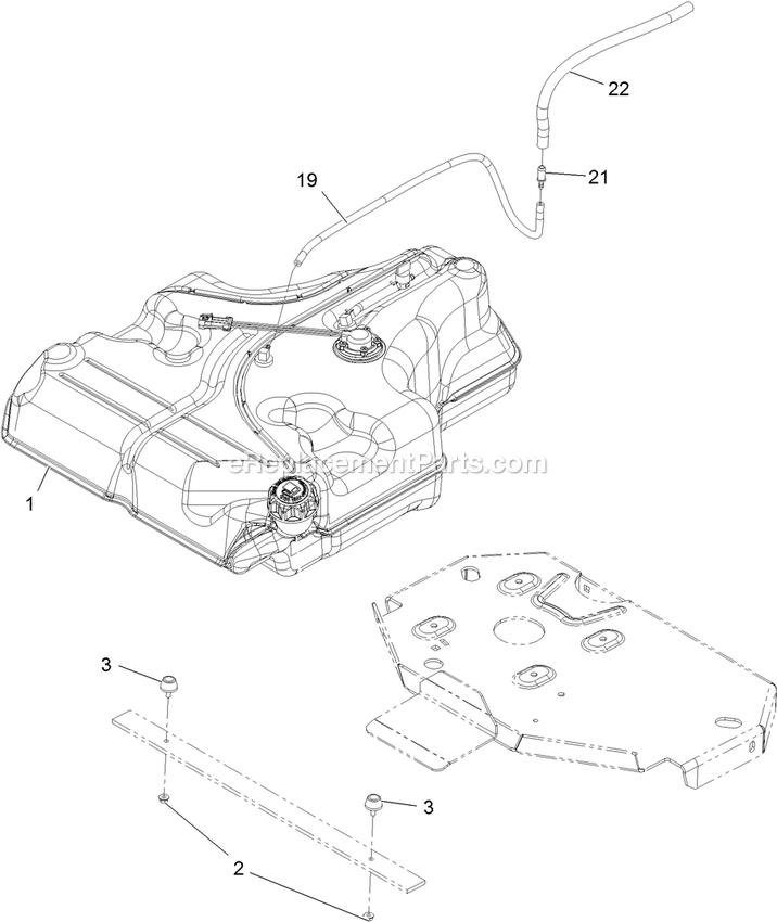 Fuel Tank Mounting Assembly Diagram and Parts List for LZE740KC604 (312000000-312999999)(2012) Exmark Lawn Mower