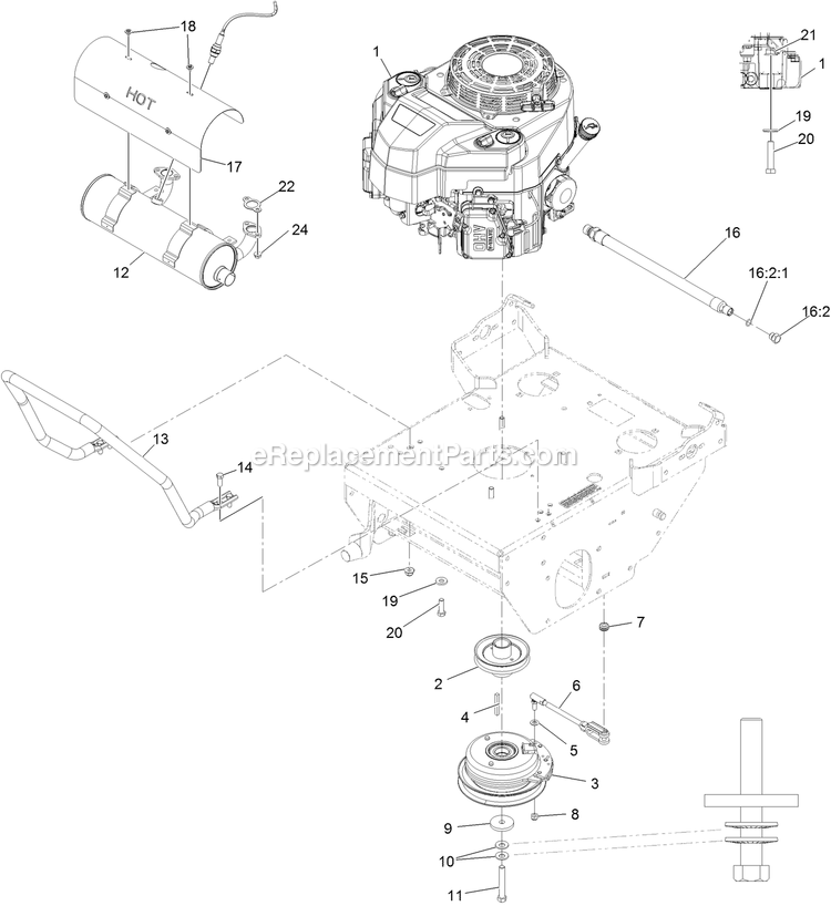 Engine Assembly Diagram and Parts List for TTS680PKC483E0 (406294345-408644345)(2020) Exmark Lawn Mower