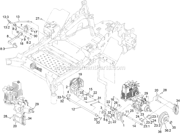 Park Brake Assembly Diagram and Parts List for LZX980EKC96RW0 (406294345-408644345)(2020) Exmark Lawn Mower