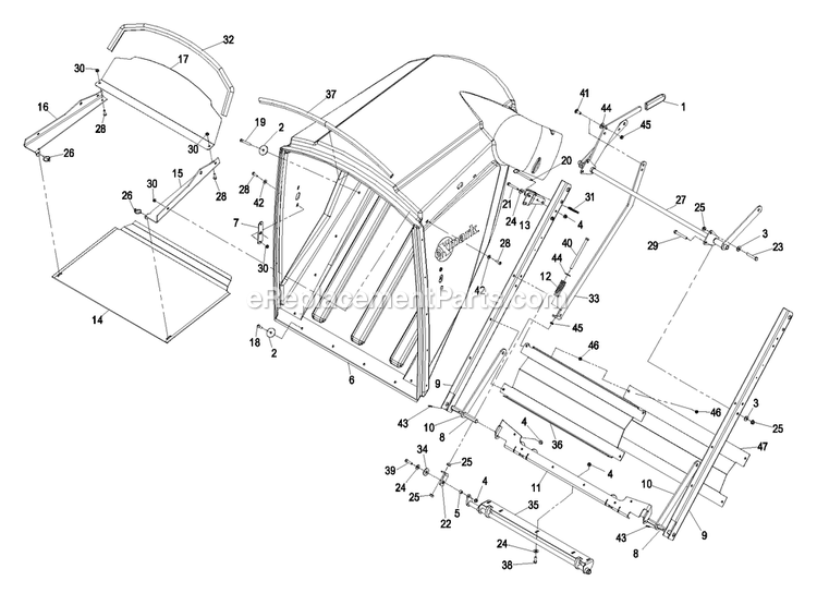 Hopper And Frame Diagram and Parts List for FRCK724 (670000-719999)(2007) Exmark Lawn Tractor Accessories