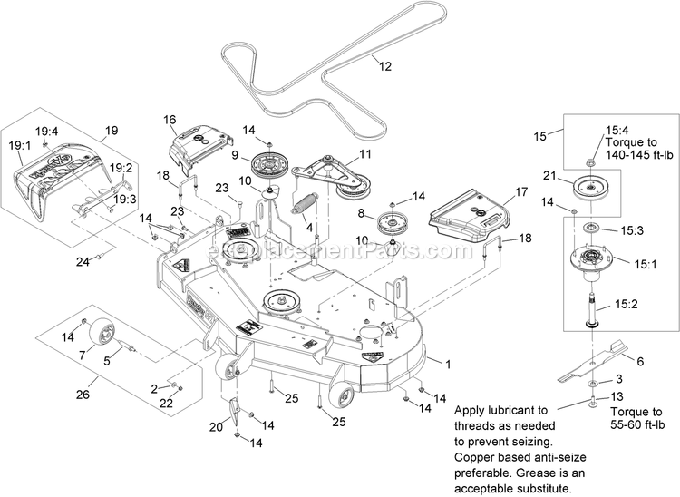 Deck Group (2) Diagram and Parts List for LZA20KAS484 (850000-919999)(2010) Exmark Lawn Mower
