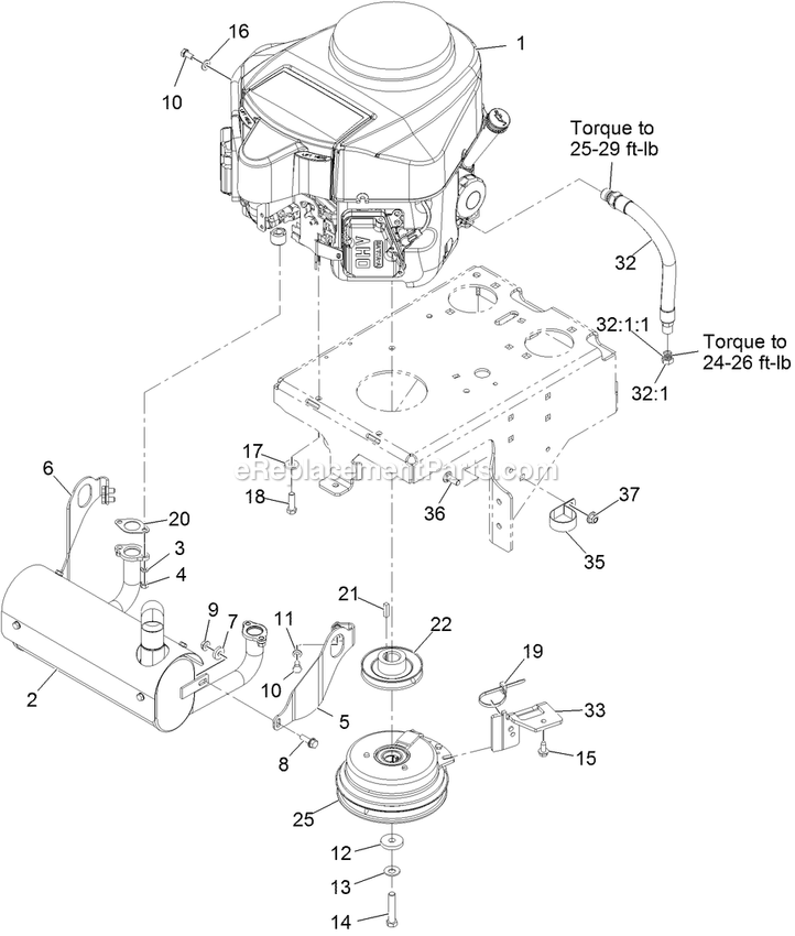 Engine Assembly Diagram and Parts List for VT651KA484 (312000000-312999999)(2012) Exmark Lawn Mower