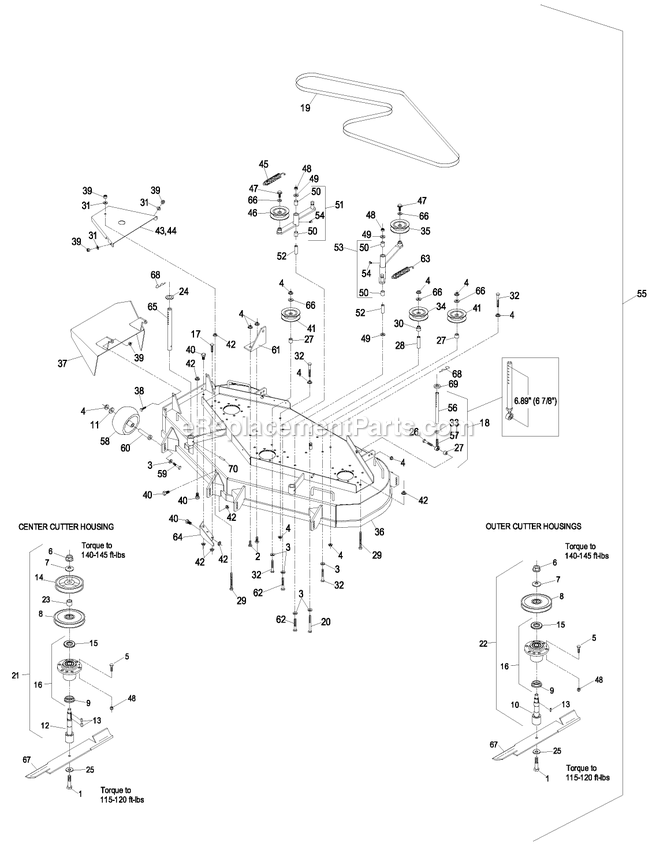 Deck Group (2) Diagram and Parts List for TT20KC (440000-509999)(2004) Exmark Lawn Mower