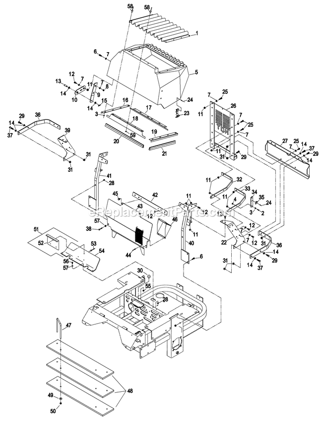 Engine Deck Group (4) Diagram and Parts List for LZ23KA604 (260000-319999)(2001) Exmark Lawn Mower
